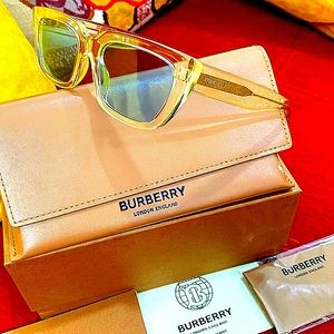 Burberry B 4321 Yellow Transparent Rectangular Sunglasses EUC